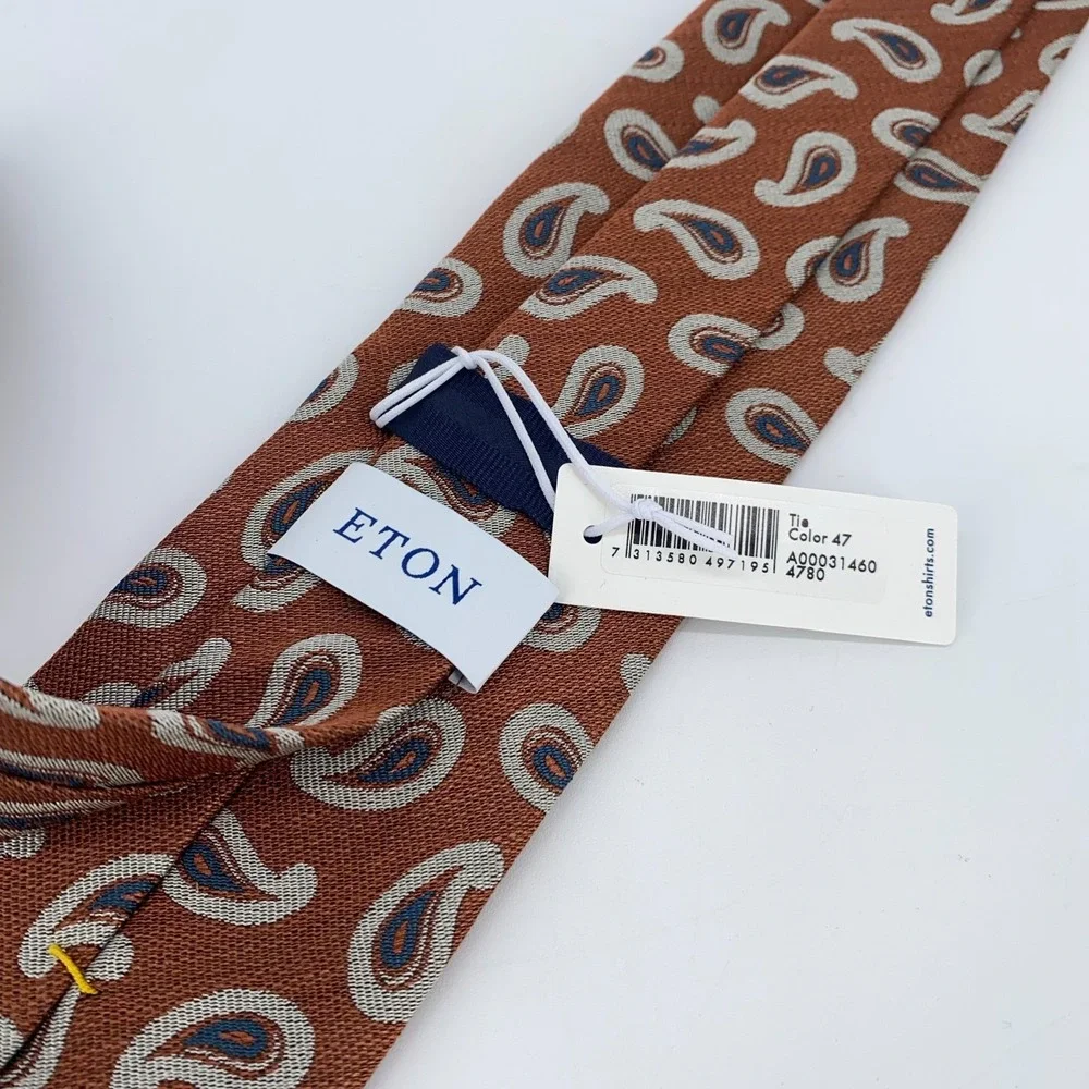 Eton Tie Mens One Size Multi Paisley Silk Classic Luxury Necktie‎ Italy Made NWT